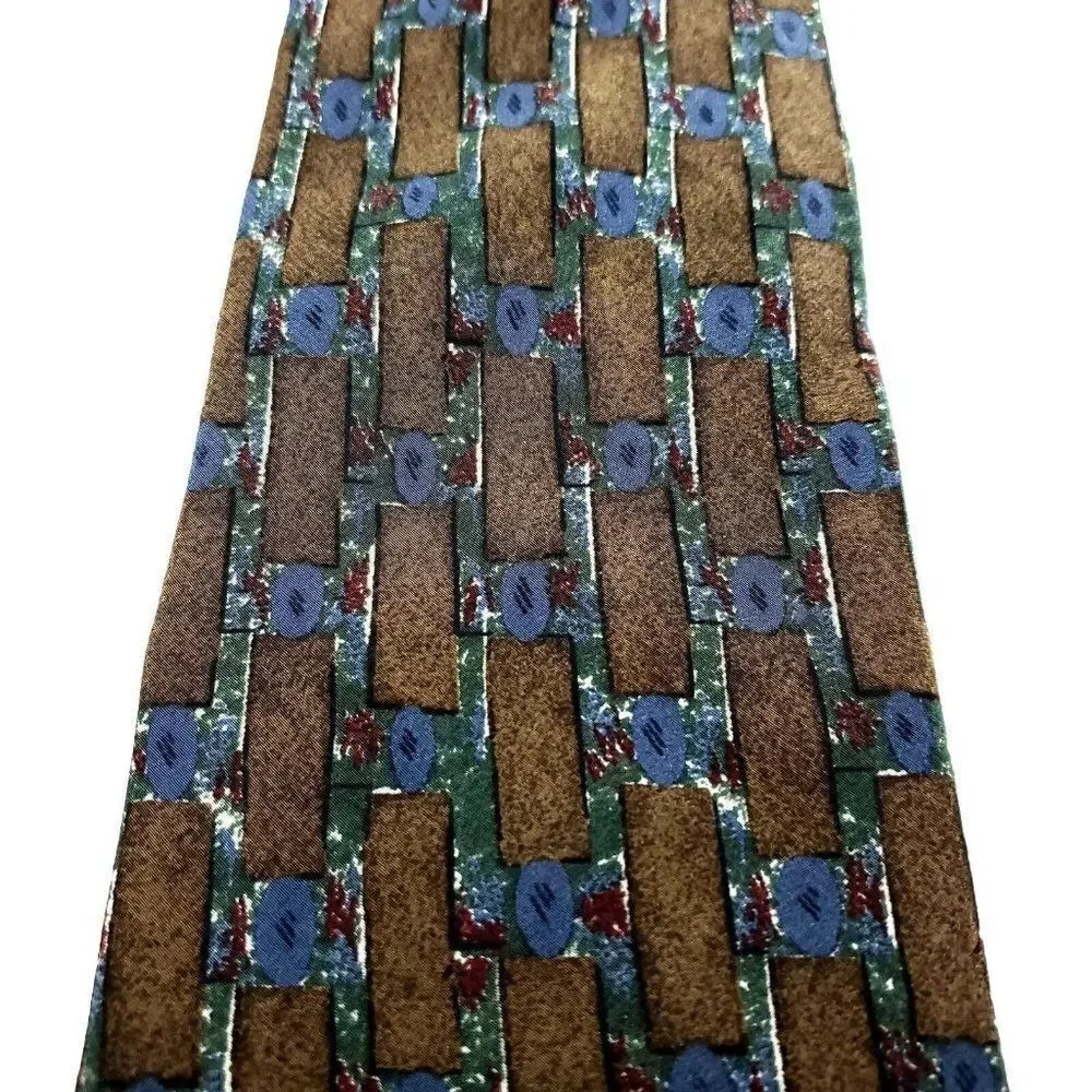 Lord Taylor Silk Tie Brown Print USA Short Wide‎